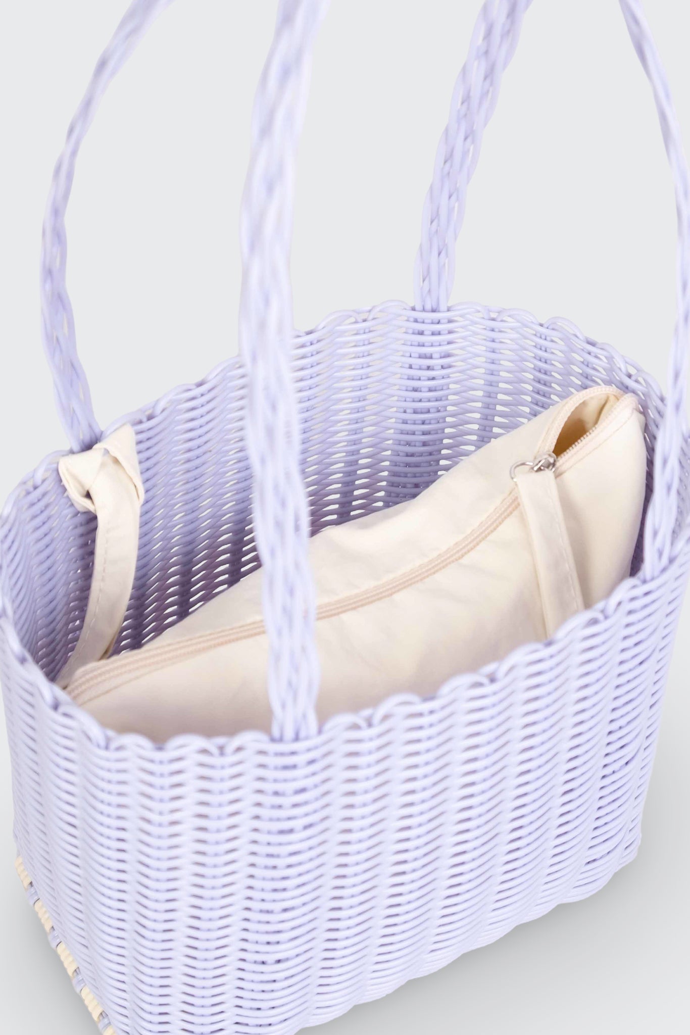 Cream Zipper Inlay Bag